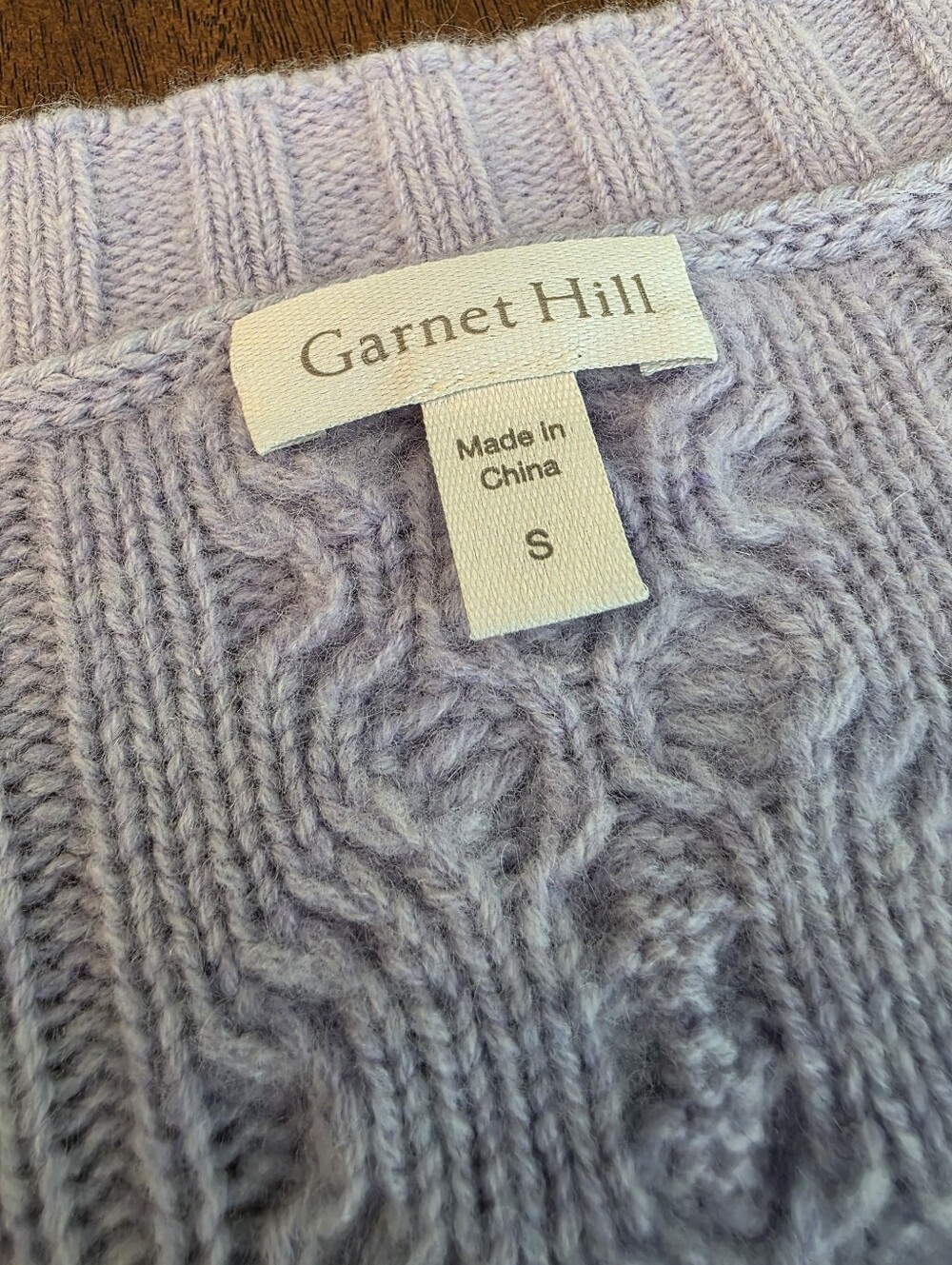 Garnet Hill 100 Cashmere Cable Knit Sweater Vest Sz S Boxy Quiet Luxury Lavender - Picture 6 of 7